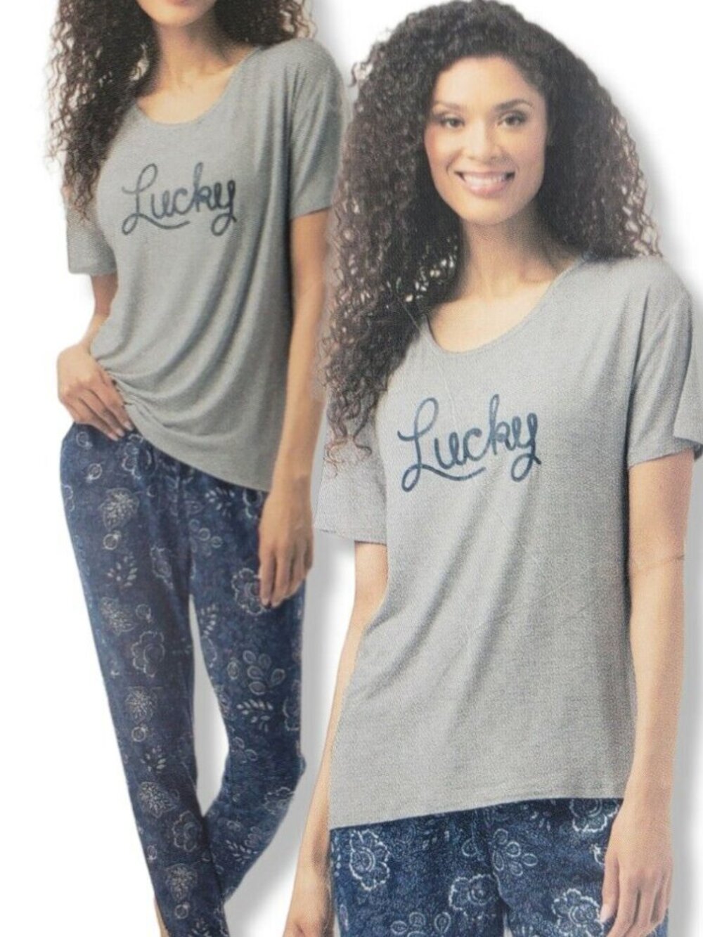 Lucky Brand Women’s 3-piece Pajama Set, Navy Paisley, Small
